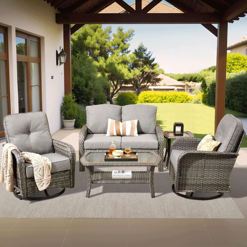 HOMLUX 6-Piece Patio Conversation Set in Dark Gray, , large