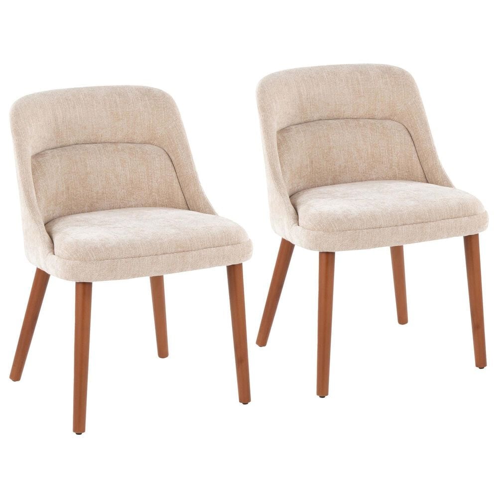 Lumisource Rina Side Chair with Light Brown Cushion in Walnut (Set of 2), , large