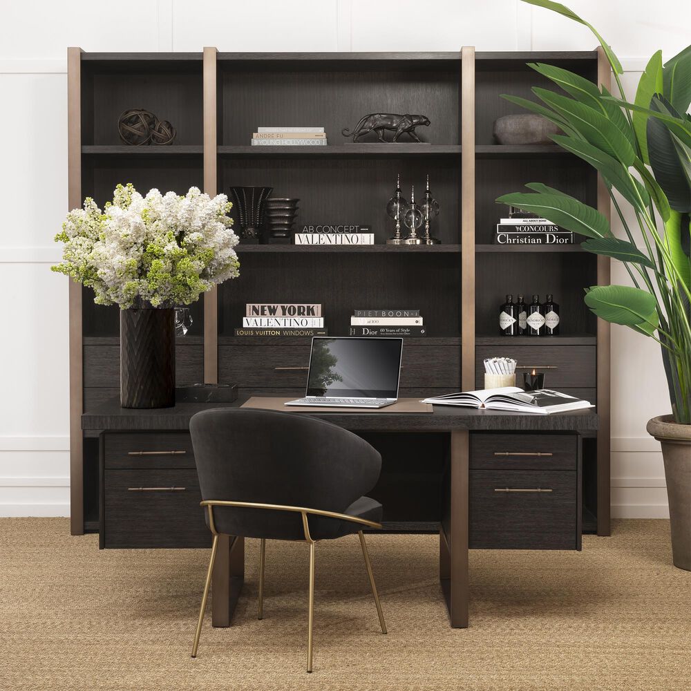 Eichholtz Canova Desk in Charcoal Grey Oak and Brushed Brass, , large