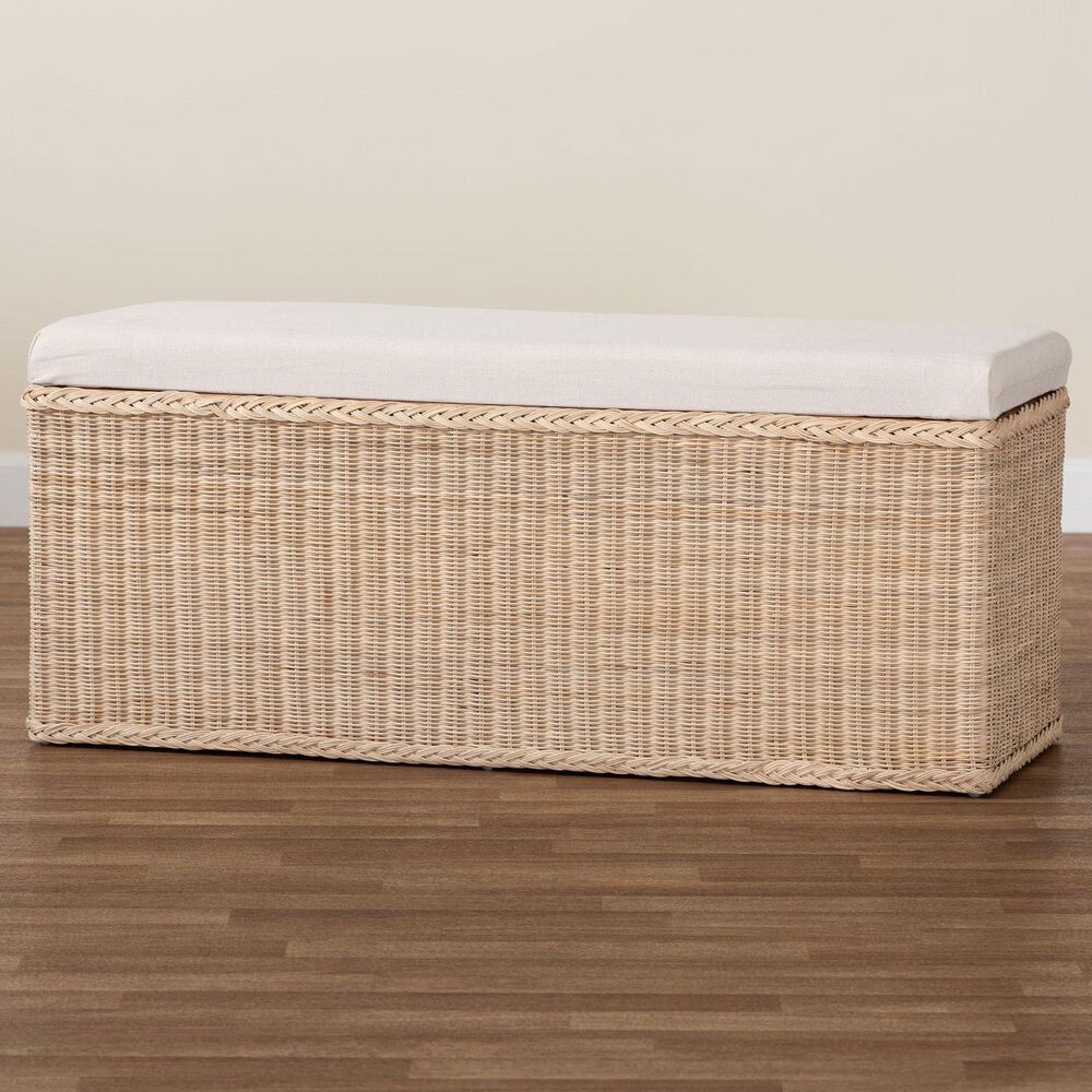Baxton Studio Barid Rectangle Storage Bench in Natural, , large