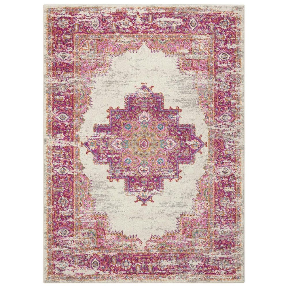 Nourison Passion PSN03 6"7" x 9"6" Ivory and Fuchsia Area Rug, , large