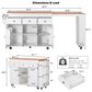 HOMLUX 86" Kitchen Island with Extendable Dining Table in White, , large