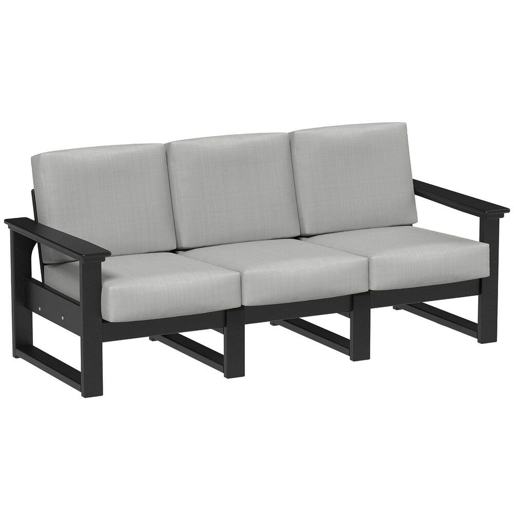 Amish Orchard Lanai Patio Deep Seating Sofa with Black Poly Frame in Spectrum Dove, , large