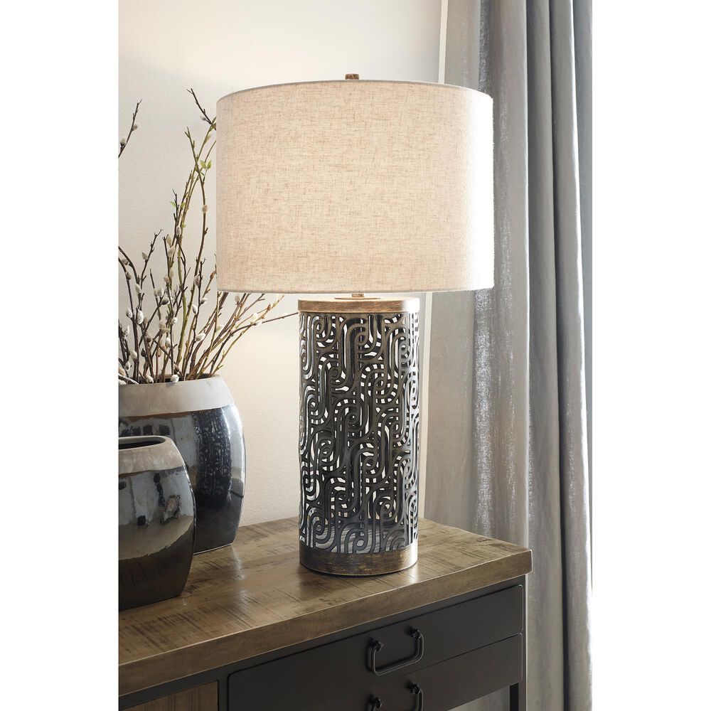 Ashley Dayo Table Lamp in Antiqued Gray and Gold, , large