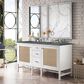 James Martin Vanities Addison 60" Double Bathroom Vanity in Glossy White with 3 cm Parisien Bleu Quartz Top and Rectangular Sinks, , large