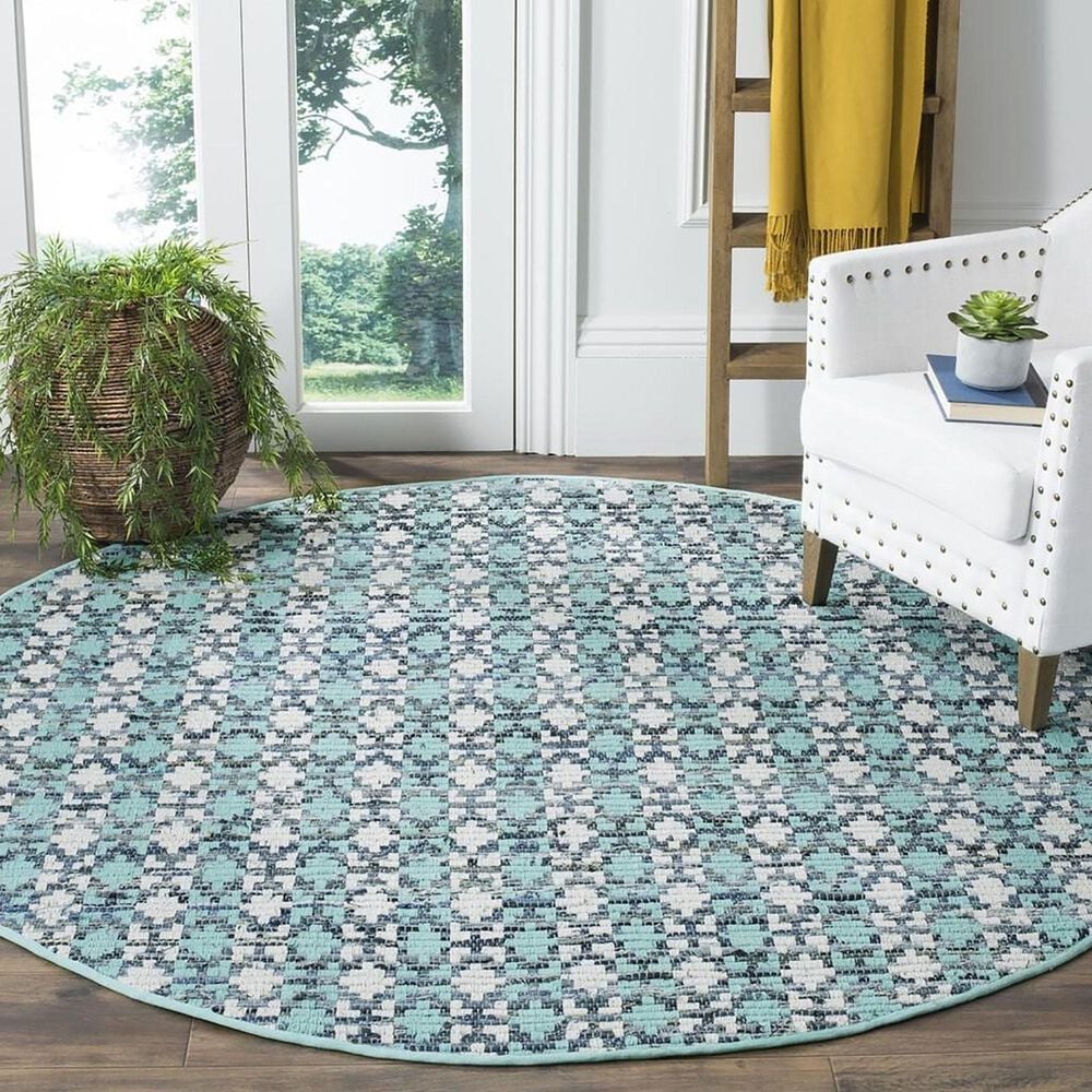 Safavieh Montauk Southwestern 4&#39; Round Turquoise and Multicolor Area Rug, , large