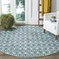 Safavieh Montauk Southwestern 4" Round Turquoise and Multicolor Area Rug, , large