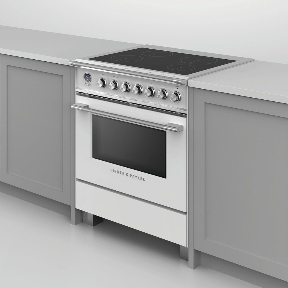 Fisher and Paykel 30&quot; Classic Induction Range with 4 Burners in White, , large