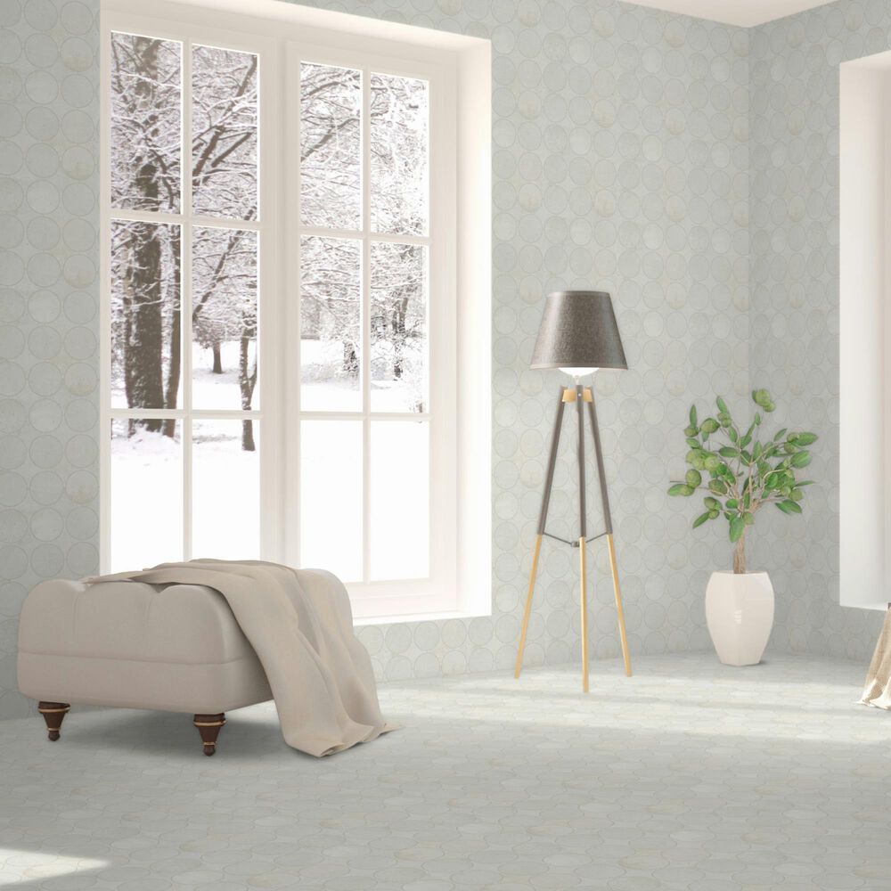 Dal-Tile Rekindle White 13.5&quot; x 13.5&quot; Canvas Dot Porcelain Mosaic Sheet, , large