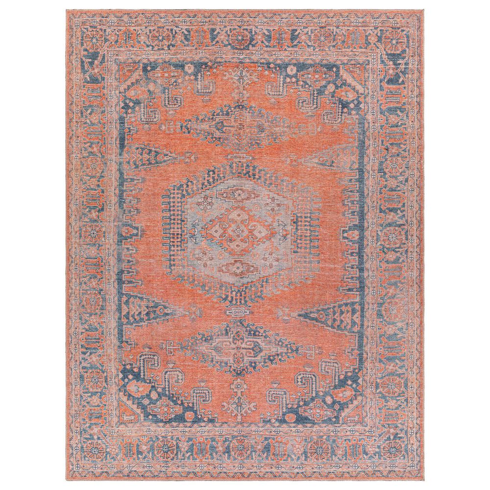 Surya Colin 9"3" x 12" Burnt Orange, Blue, Pale Blue and Tan Area Rug, , large