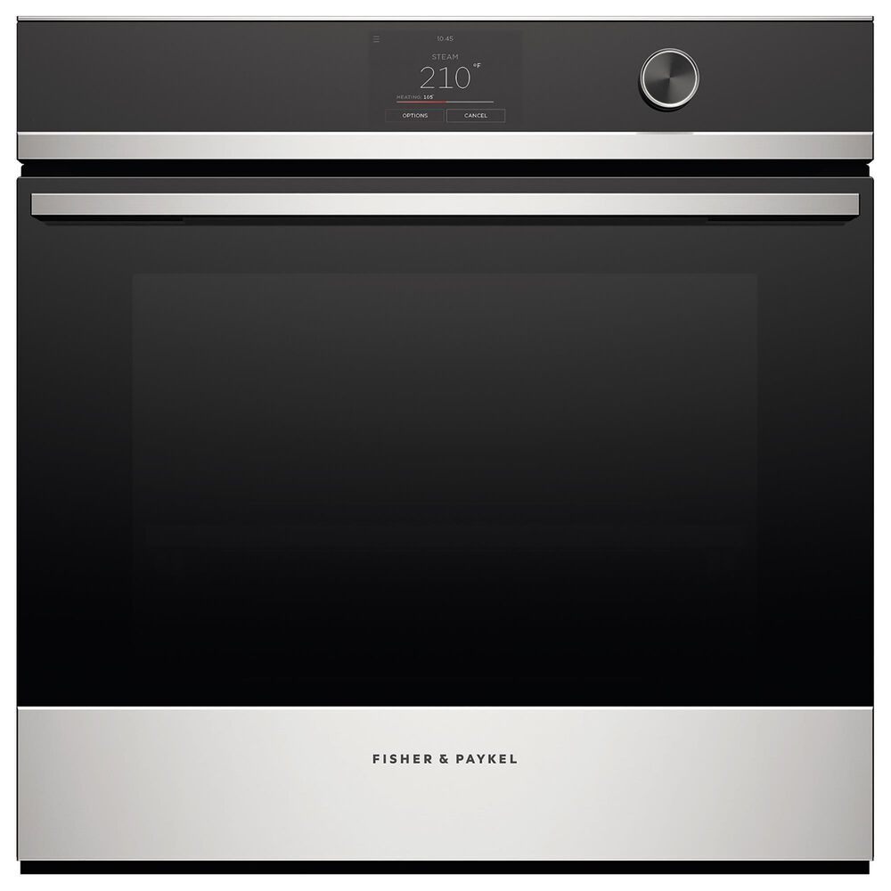 Fisher and Paykel 24" Electric Single Wall Steam Oven with Dial in Black and Stainless Steel, , large
