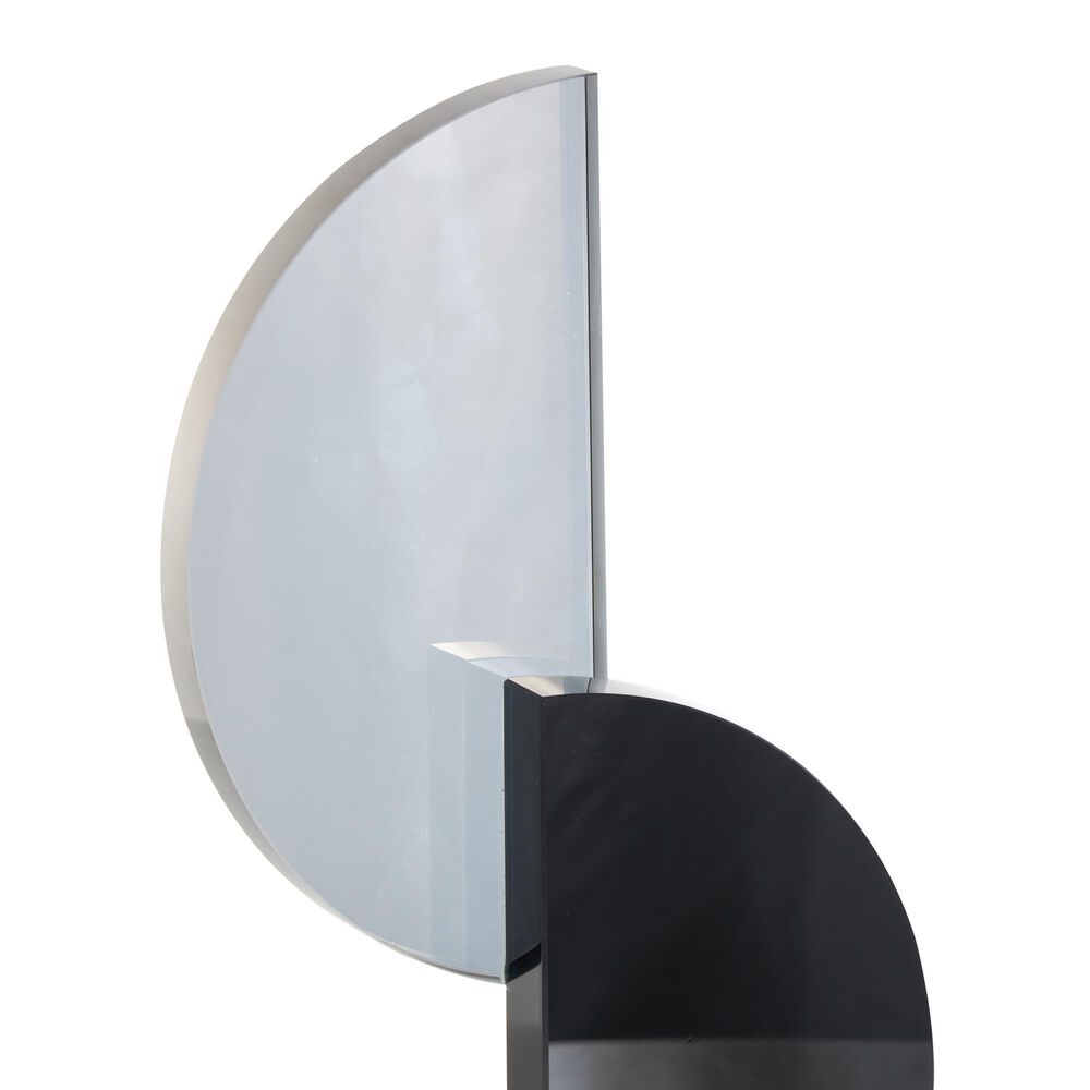 Maple and Jade Abstract Decorative Sculpture with Orb and Base in Black and Silver, , large