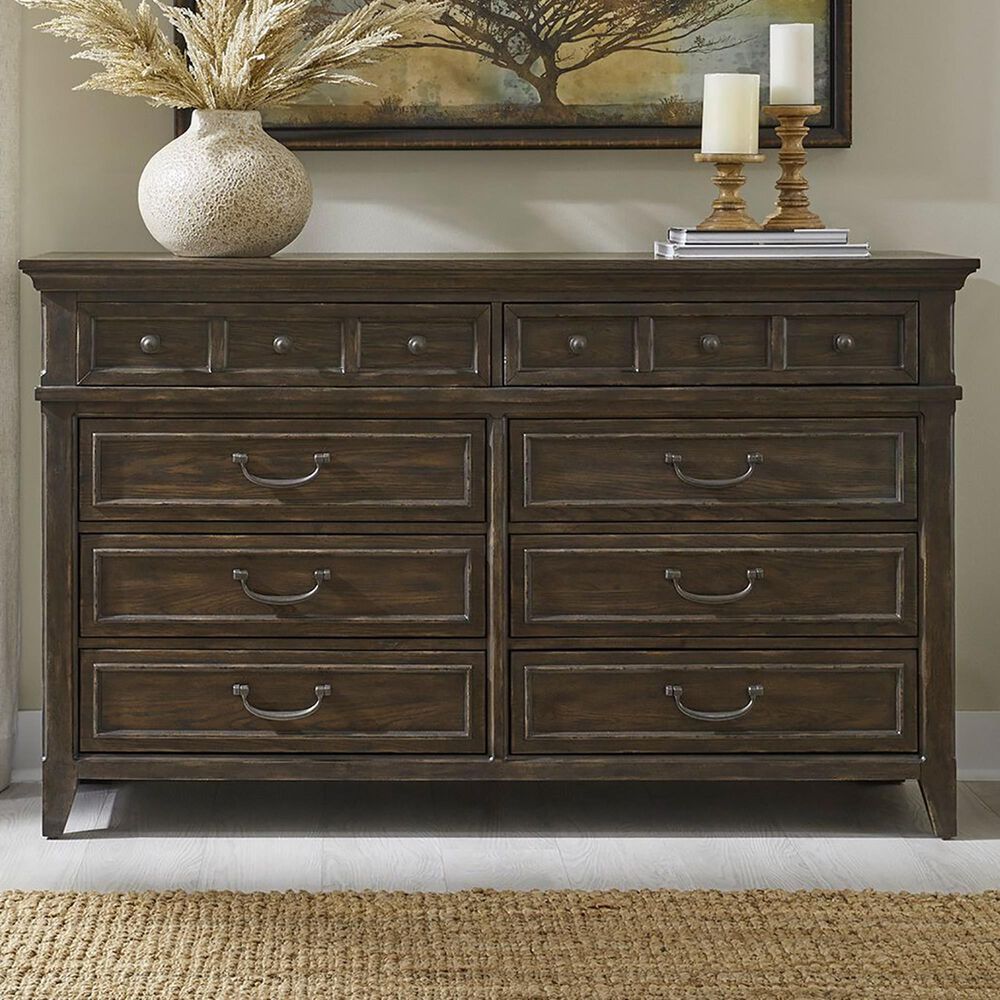 Belle Furnishings Paradise Valley 8-Drawer Dresser in Saddle Brown, , large