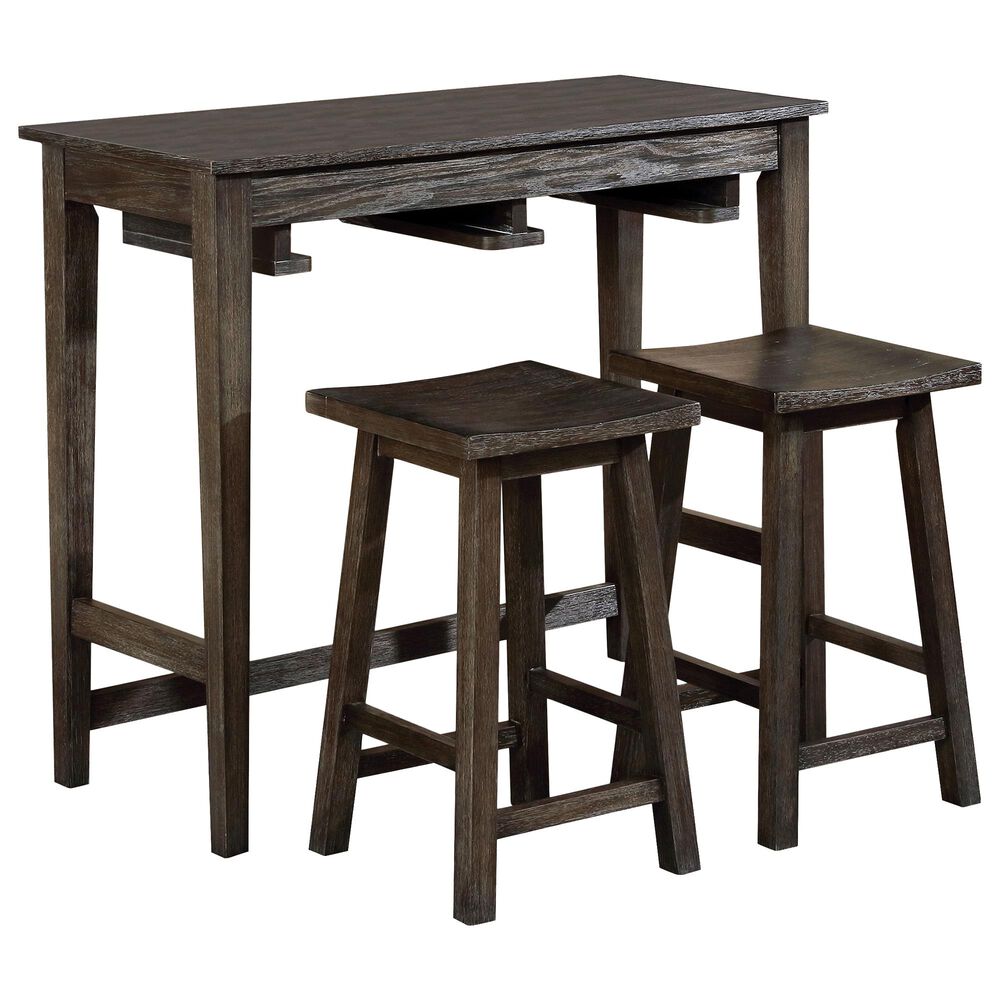 Furniture of America Christensen 3-Piece Bar Table Set in Gray, , large