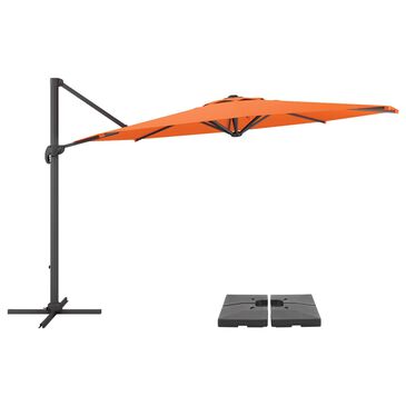 CorLiving 11.5" Orange Cantilever Umbrella with Dark Grey Base, , large