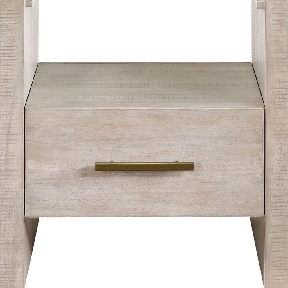 Steve Silver Garland End Table in Washed Parchment and Clear, , large