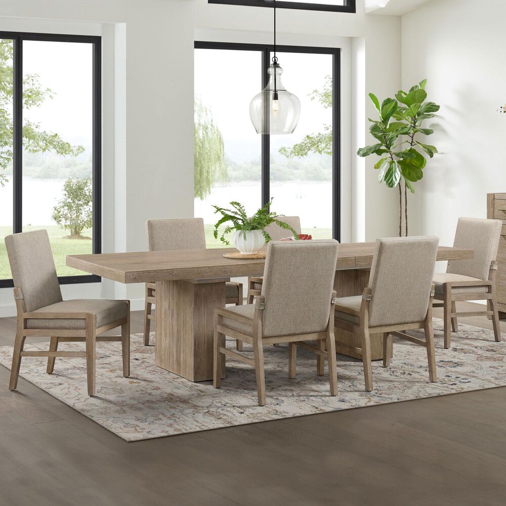 Hawthorne Furniture Nash Double Pedestal Dining Table 82&quot;-106&quot; in White Sand, , large