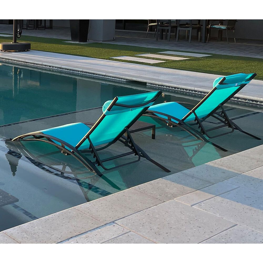 HOMLUX 3-Piece Oversized Patio Chaise Lounge Set in Turquoise Blue, , large