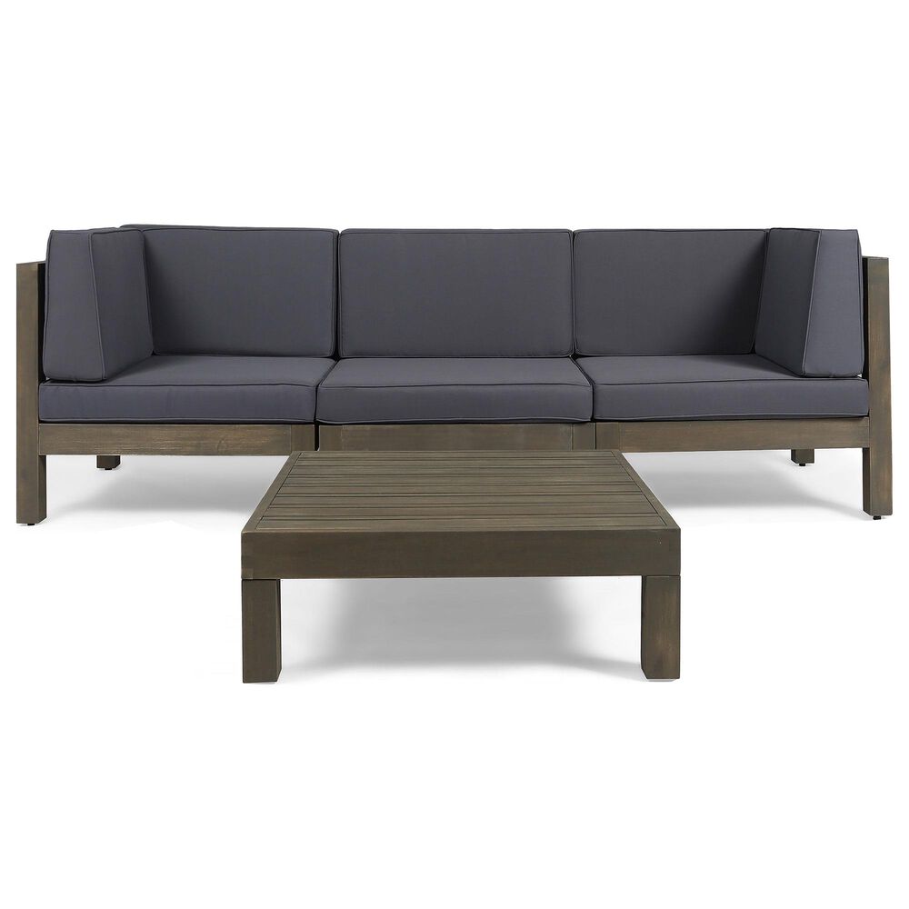 Noble House Oana 4Piece Patio Sofa Set in Dark Gray NFM