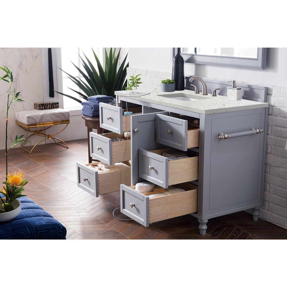 James Martin Vanities Copper Cove Encore 48&quot; Single Bathroom Vanity in Silver Gray with 3 cm Eternal Jasmine Pearl Quartz Top and Rectangular Sink, , large