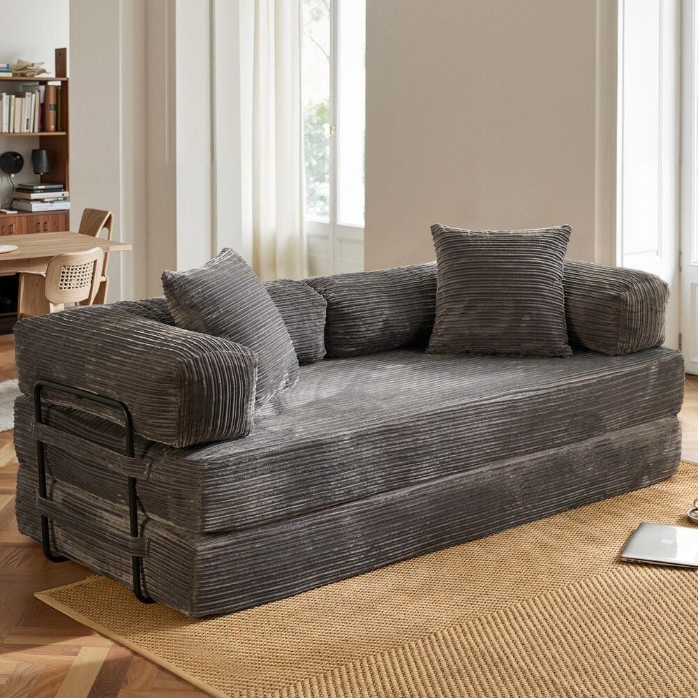 HOMLUX 80" Convertible Modular Sofa Bed in Grey, , large