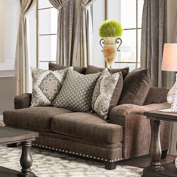 Furniture of America Battista Loveseat in Light Brown, , large