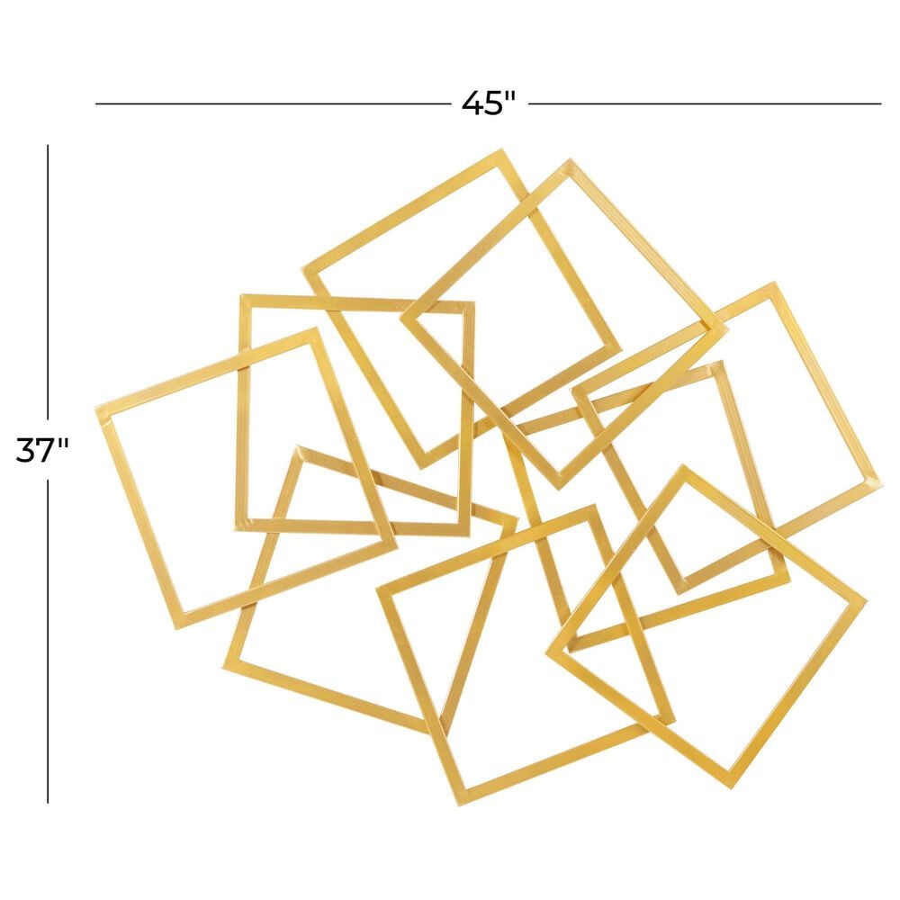 Maple and Jade 37&quot; x 45&quot; Geometric Overlapping Square Home Wall Decor in Satin Gold, , large
