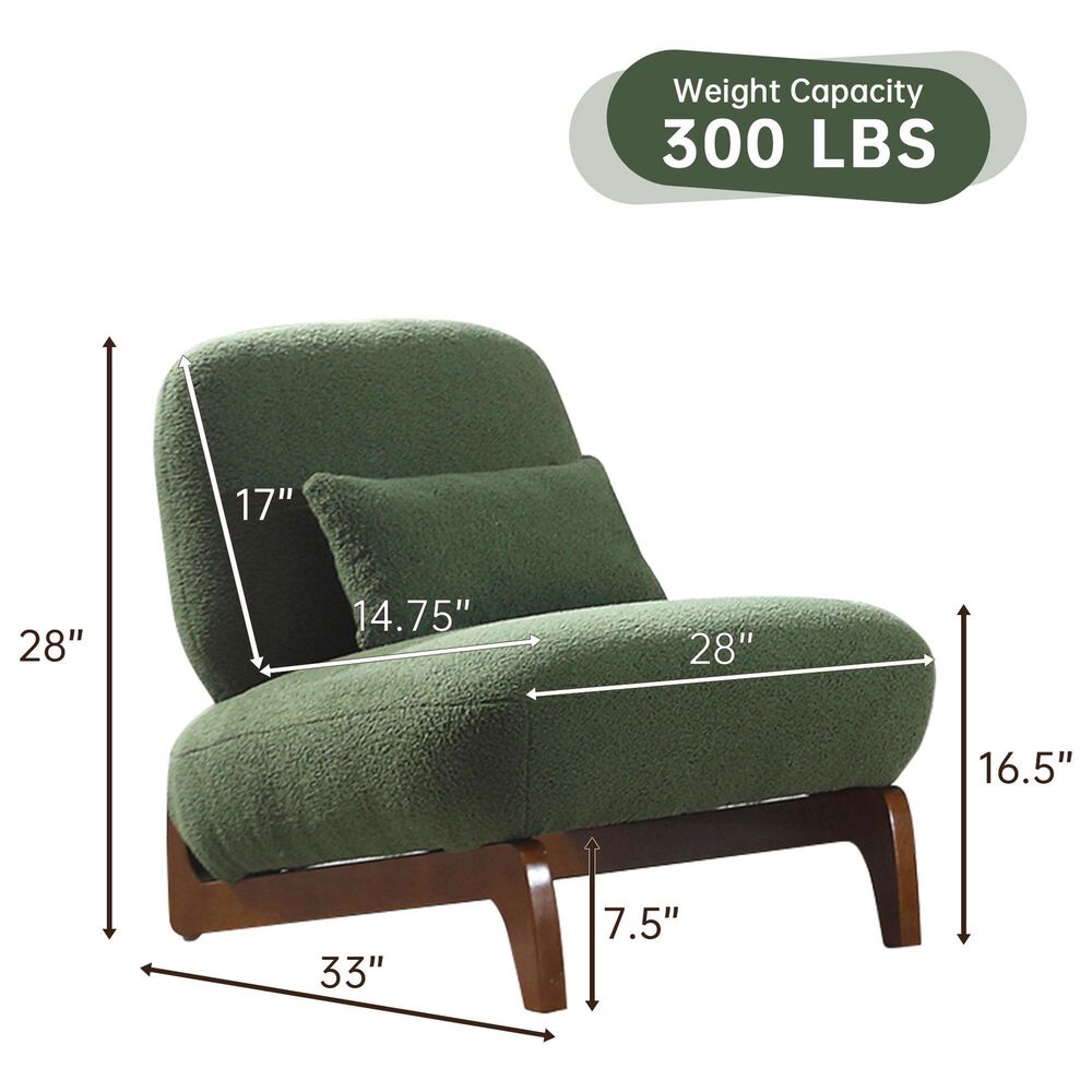Morden Fort Cloud Boucle Armless Chair in Green (Set of 2), , large