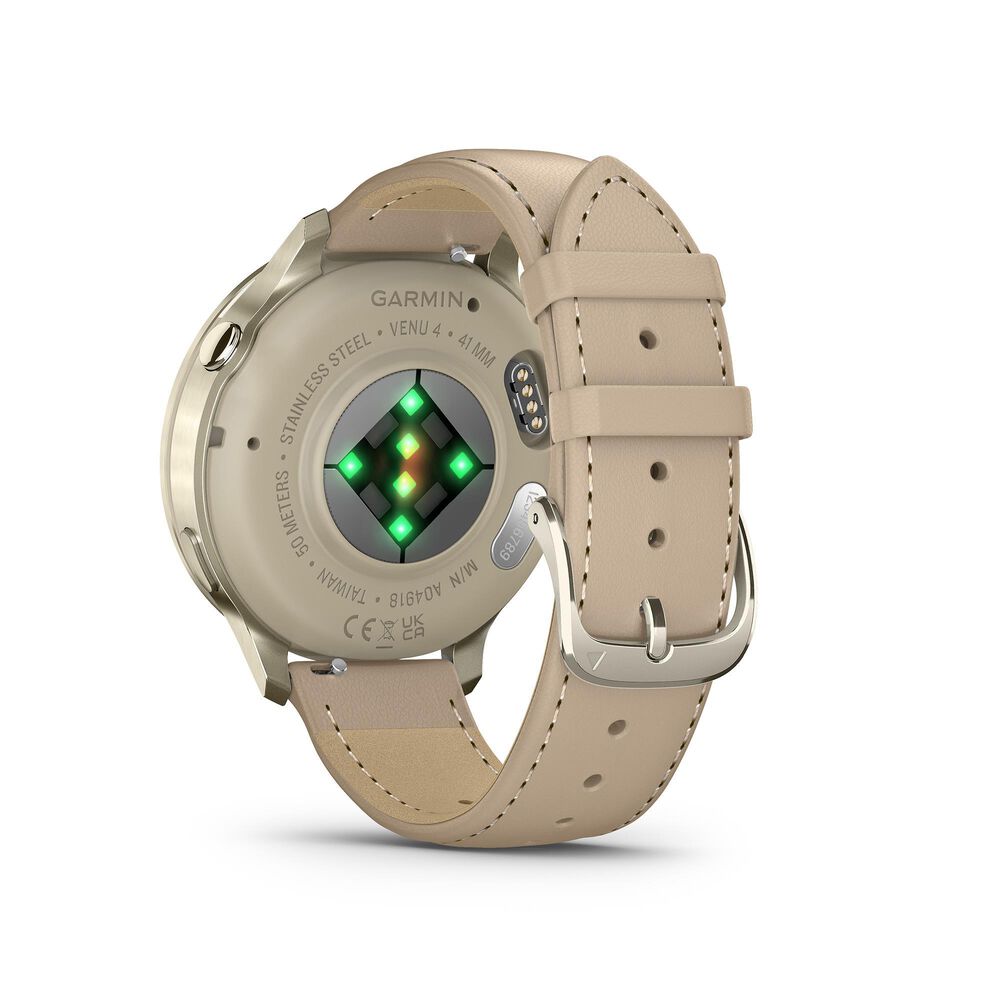Garmin Venu 4  41 mm Lunar Gold with Bone Silicone Band and Light Sand Leather Band, , large