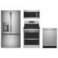 GE Profile 4pc Kitchen Package with Refrigerator, Range, Microwave, and Dishwasher in Stainless Steel, , large
