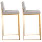 LumiSource Fuji High Back Barstool with Grey Fabric in Gold (Set of 2), , large