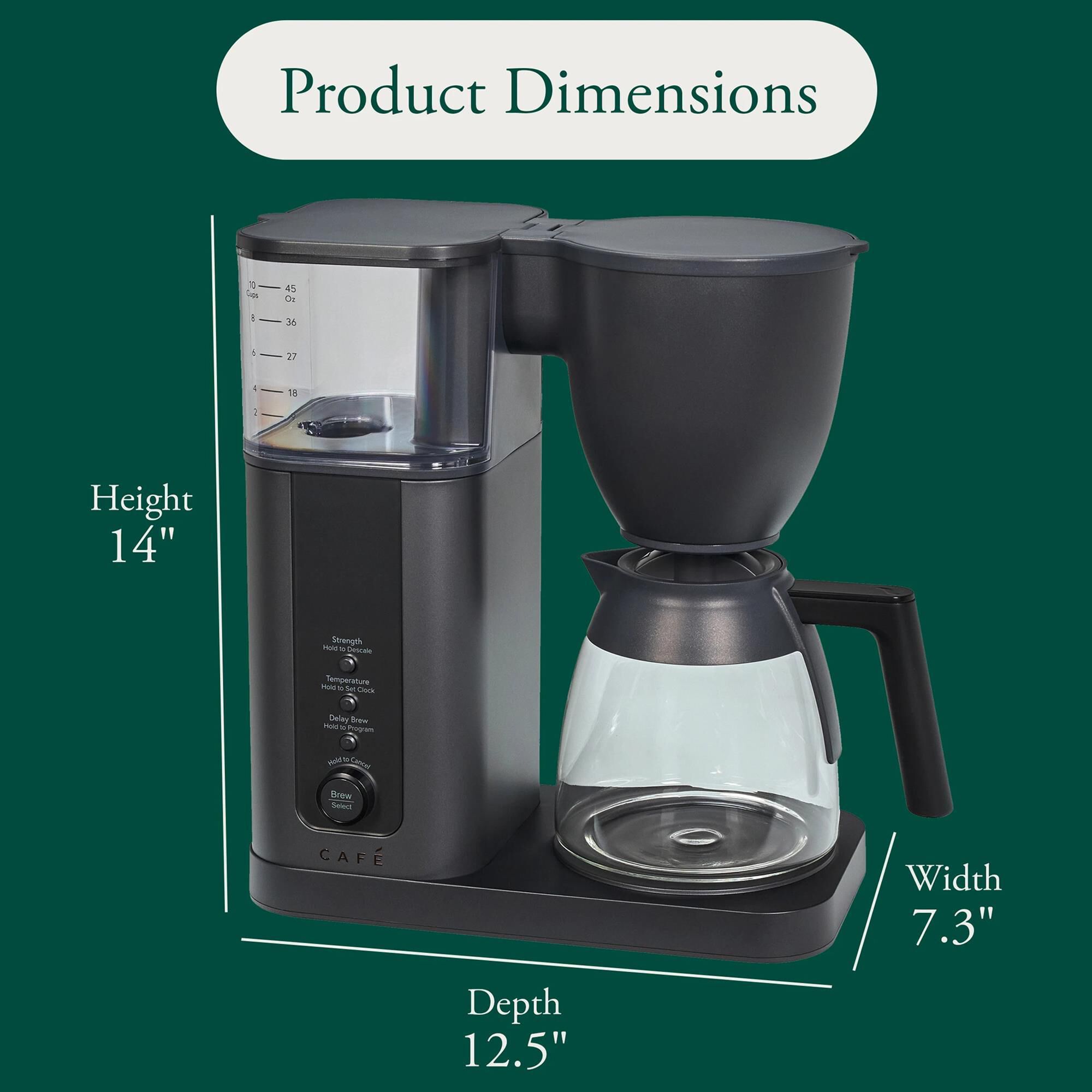 Cafe 10-Cup Specialty Drip Coffee Maker with Glass Carafe in Matte