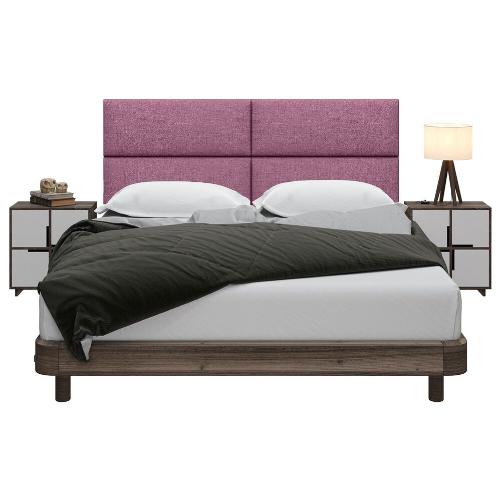 Jaxx Panelist Upholstered Queen Headboard Panel in Plum &#40;Set of 4&#41;, , large