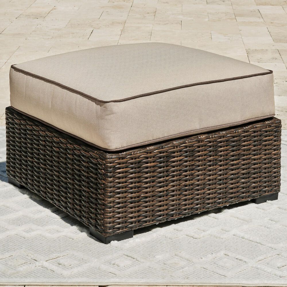 Ashley Coastline Bay Ottoman with Cushion in Brown, , large