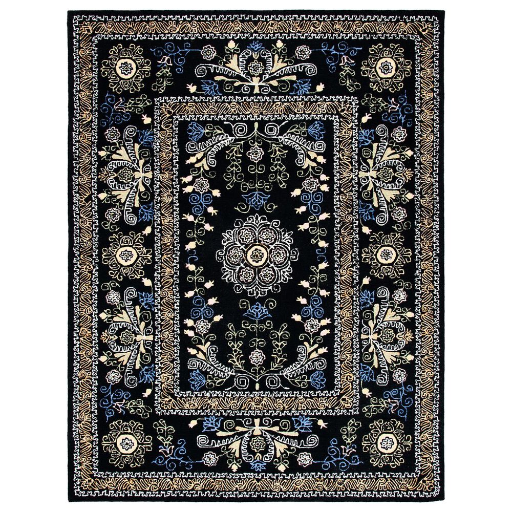 Safavieh Micro-Loop 9" x 12" Black and Green Area Rug, , large