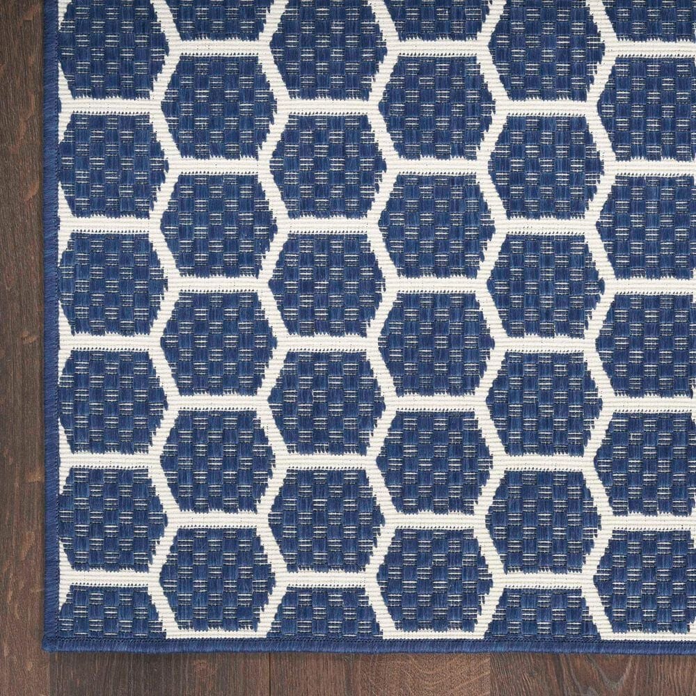 Nourison Twist Reversible 2&#39;2&quot; x 8&#39; Navy Indoor/Outdoor Runner, , large