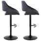 LumiSource Fabrico Swivel Adjustable Bar Stool with Charcoal Fabric Upholstery and Rounded T Footrest in Black (Set of 2), , large