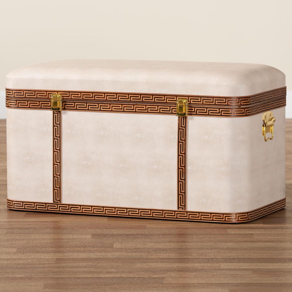 Baxton Studio Brenner Storage Trunk in Beige, , large