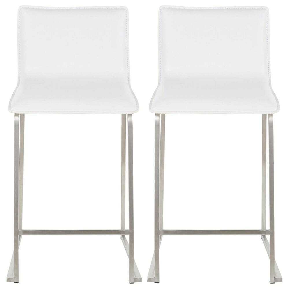 Lumisource Mara Counter Stool with White Cushion in Stainless Steel &#40;Set of 2&#41;, , large