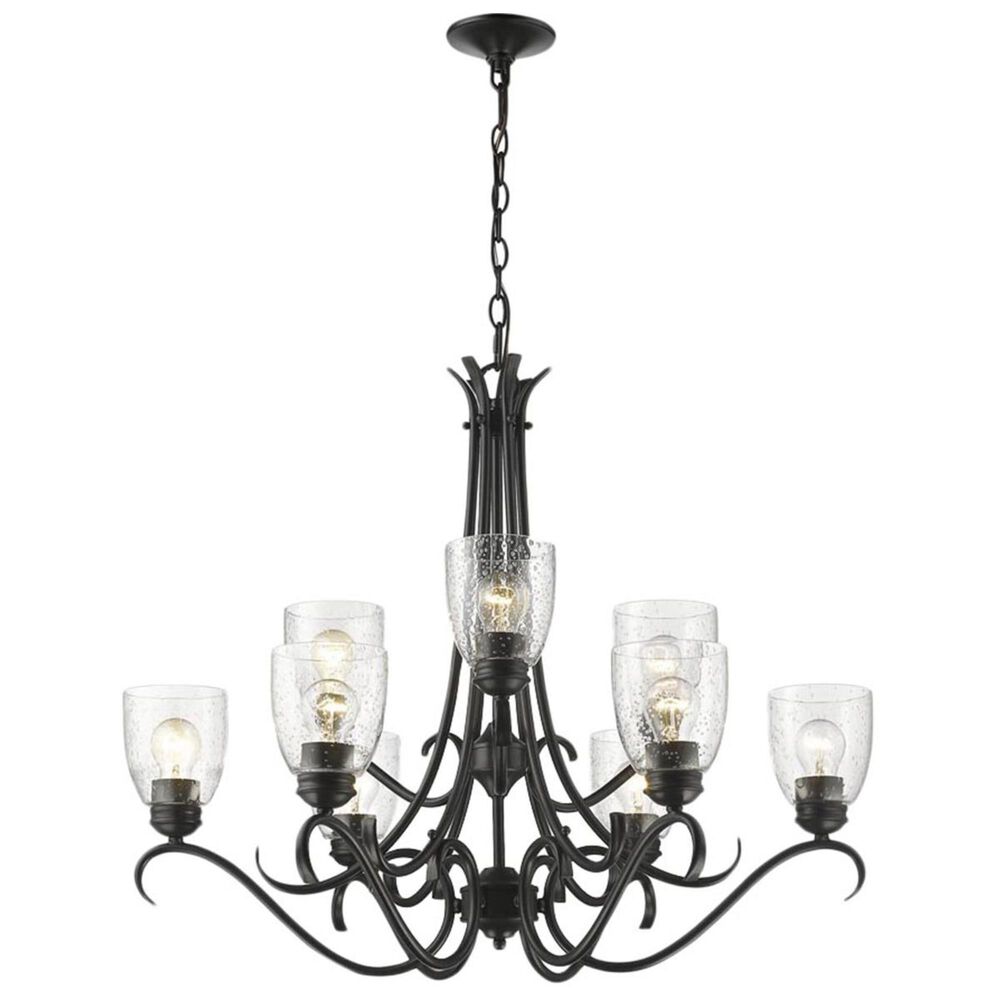 Golden Lighting Parrish 9-Light Chandelier in Black with Seeded Glass, , large
