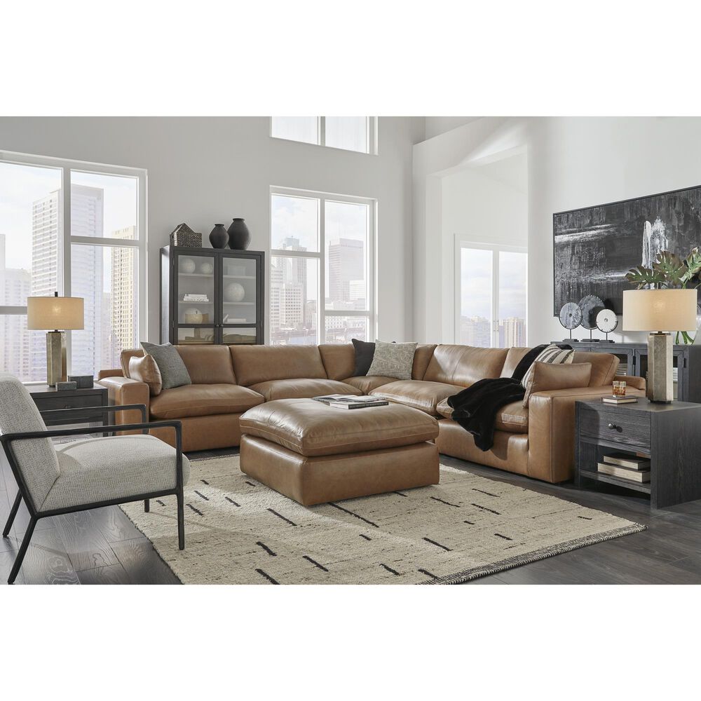 Ashley Emilia Oversized Accent Ottoman in Caramel, , large