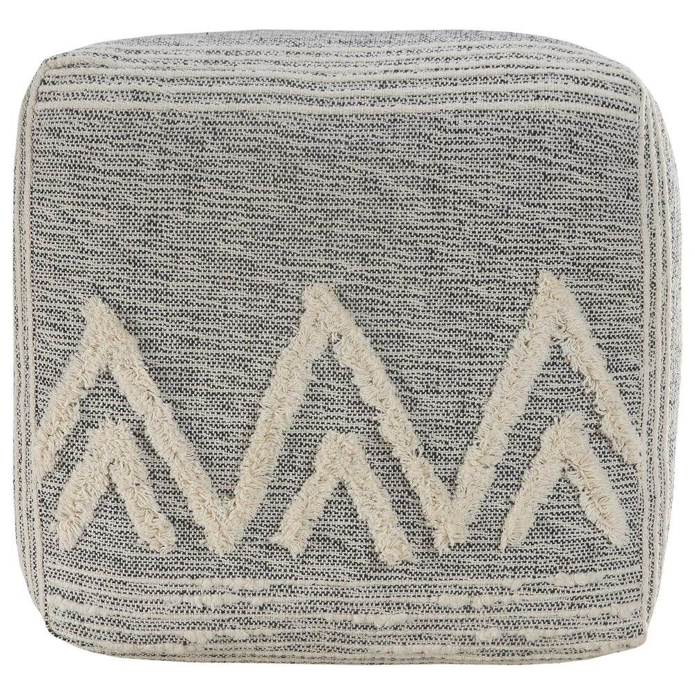 LR Home 16" Square Pouf in Gray and Melange, , large