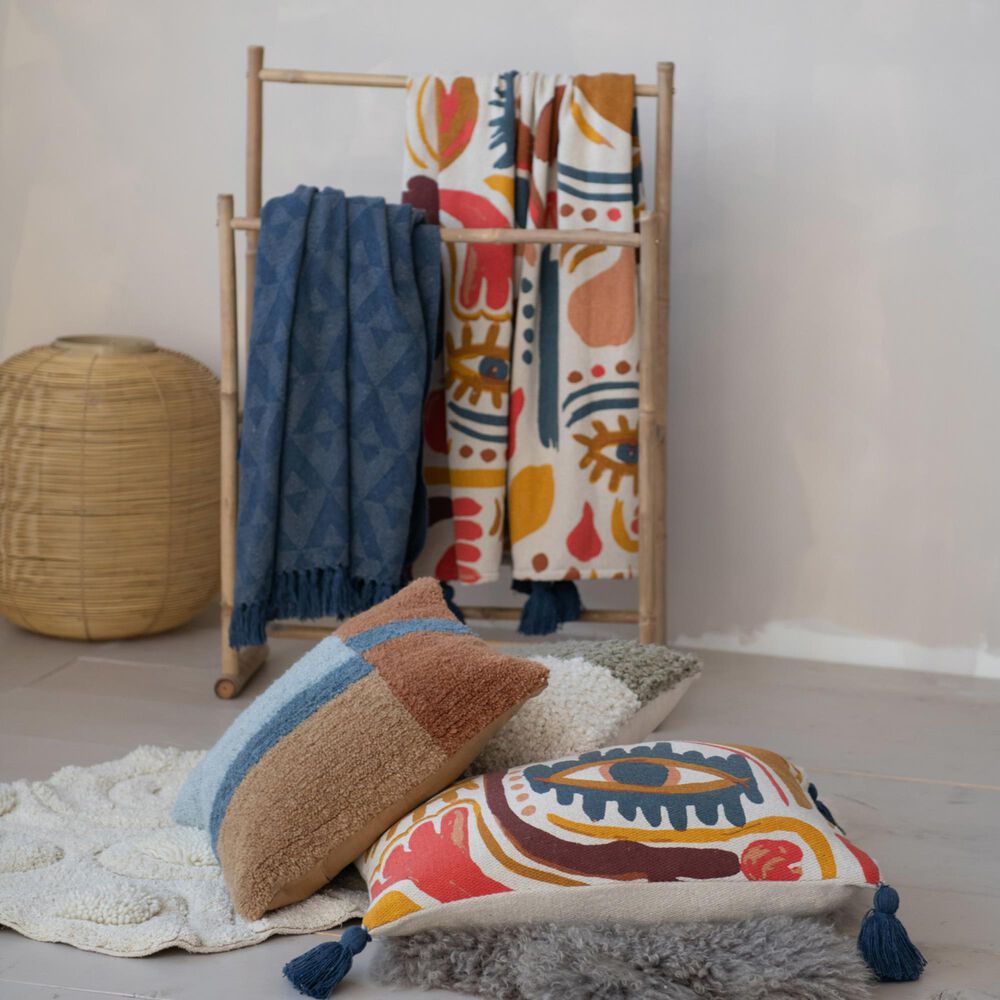 Teak Interiors 50&quot; x 60&quot; Blend Printed Throw in Multicolor, , large