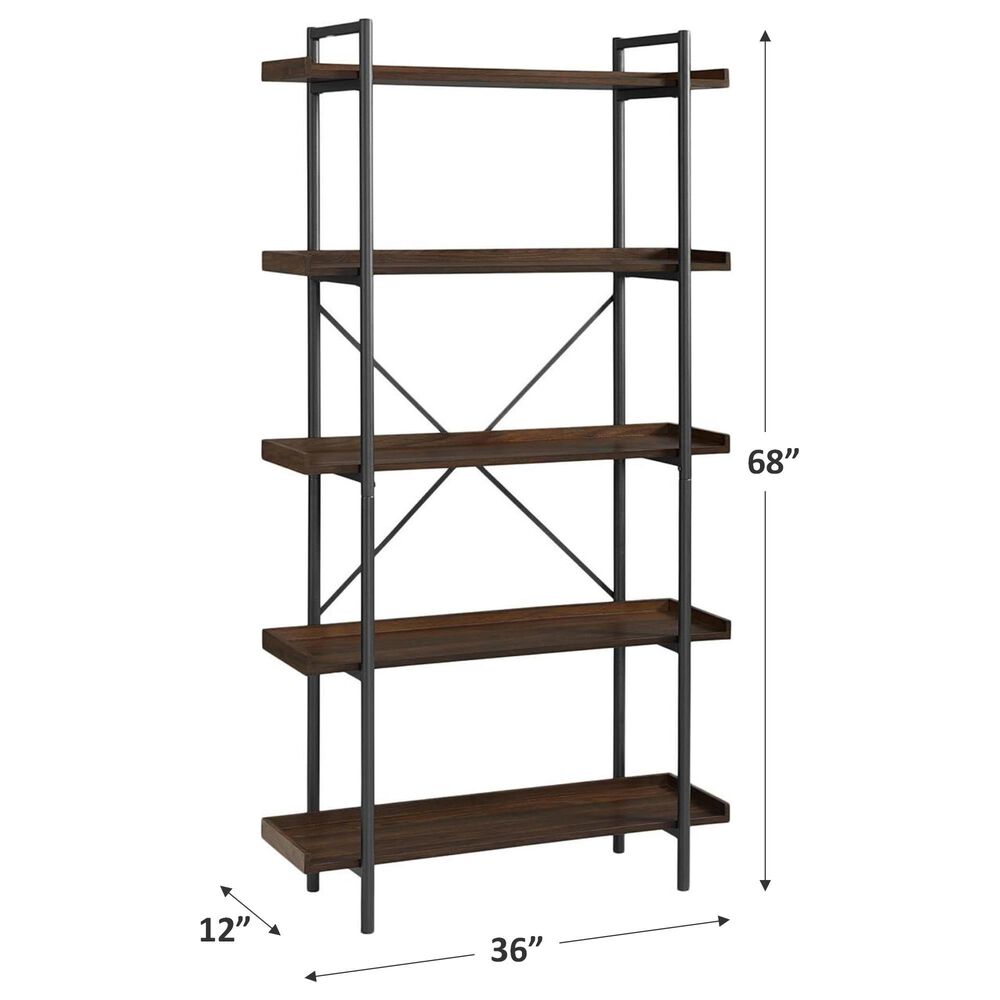 Walker Edison Urban Pipe 68" Bookcase in Dark Walnut NFM