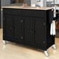 HOMLUX 54" Kitchen Island Cart with Solid Wood Top and Locking Wheels in Black, , large