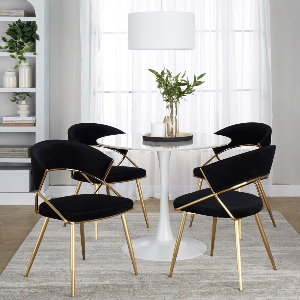 LumiSource Pebble Modern Table with White Metal Base and White Marble Veneer Table Top by LumiSource, , large