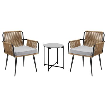 Timberlake Alburgh 3-Piece Patio Seating Set with Gray Cushion in Black, , large