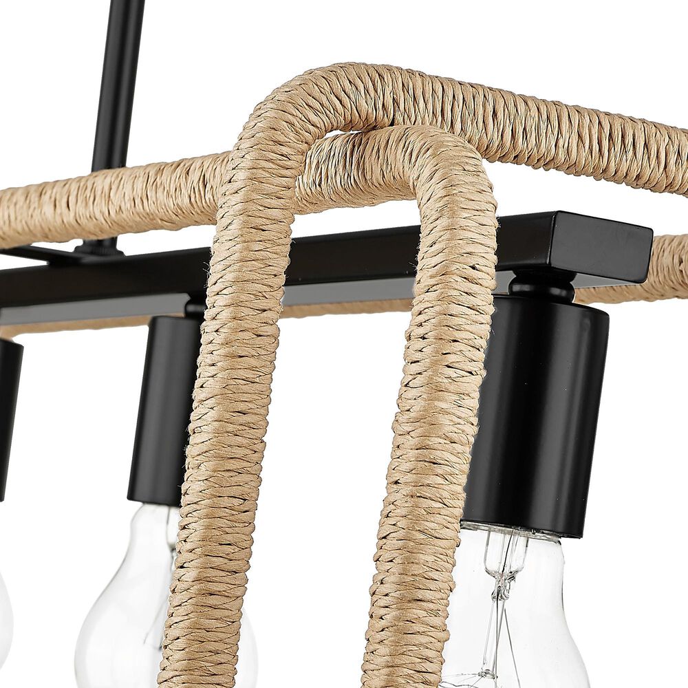 Golden Lighting Camden 5-Light Linear Pendant in Matte Black and Natural, , large