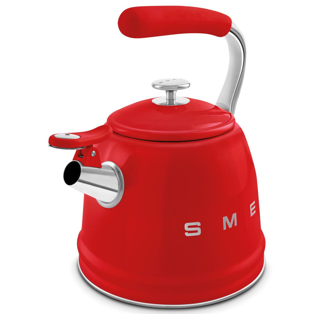SMEG 2.3L Retro Style Electric Whistling Kettle in Red, , large