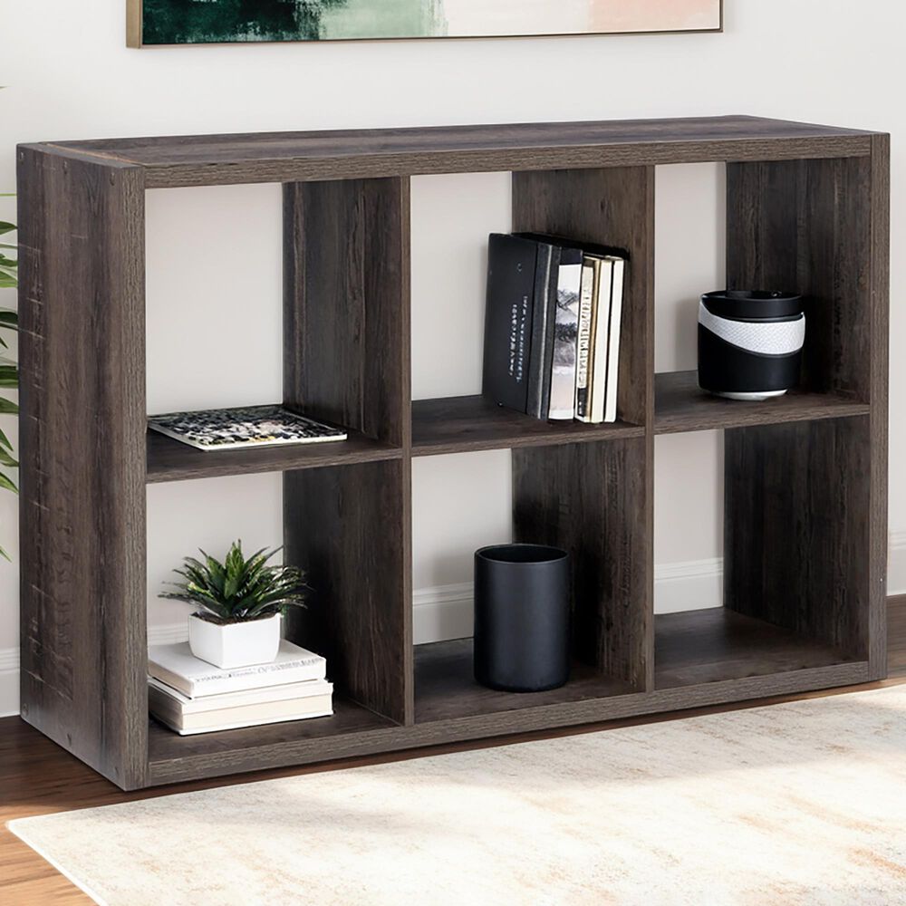 Linon Home Decor Galli 6-Shelf Bookcase in Grey, , large